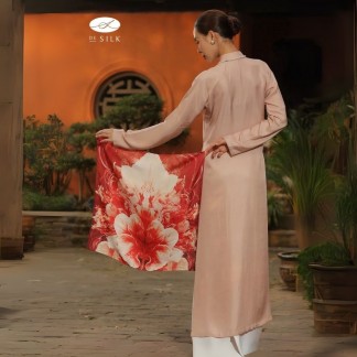 Khăn lụa vuông hoa lay ơn đỏ 65*65cm